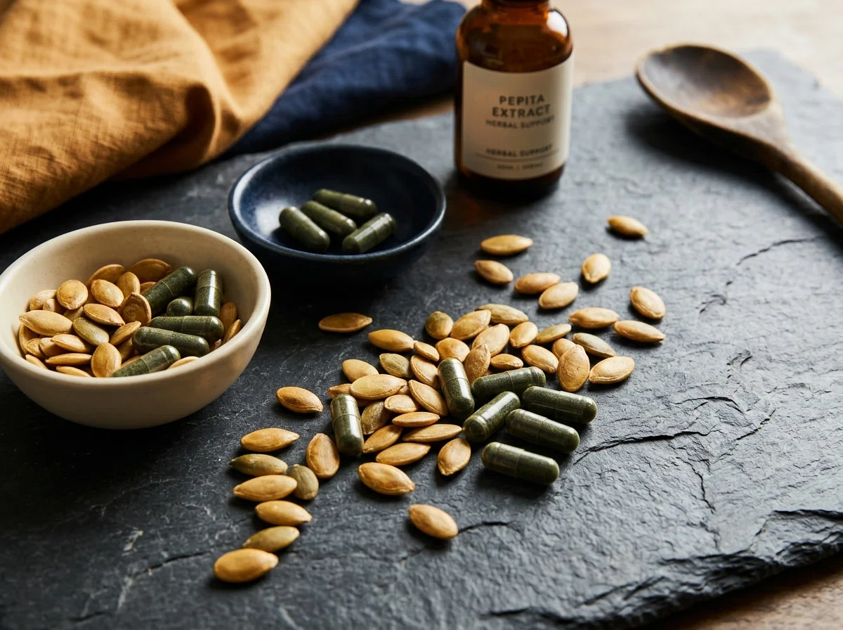 Pompoenpitten en kruidencapsules - zink selenium supplement man